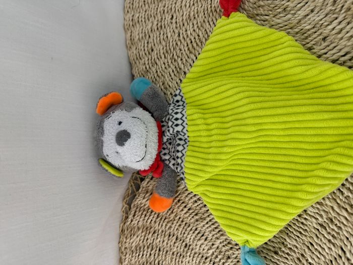 Doudou plat singe MOTS D'ENFANTS gris vert Leclerc - photo numéro 2