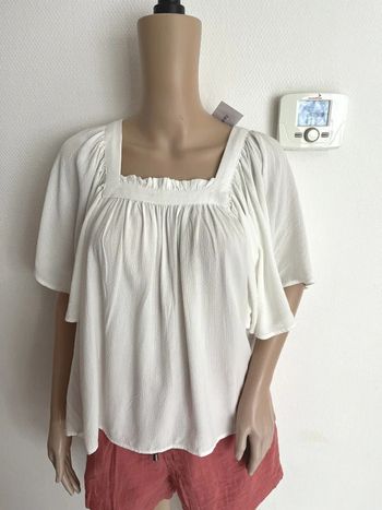Blouse, chemisier, tunique blanc écru, 100 % coton taille XS
