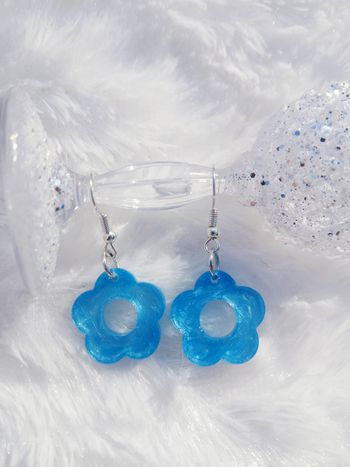 Boucles d'oreilles fleurs bleues