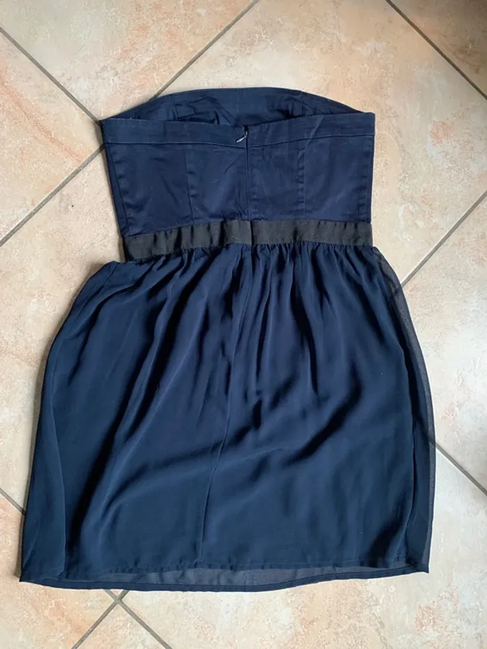 Robe bustier t M Mango suit tissu fluide doublé bleu marine - photo numéro 2