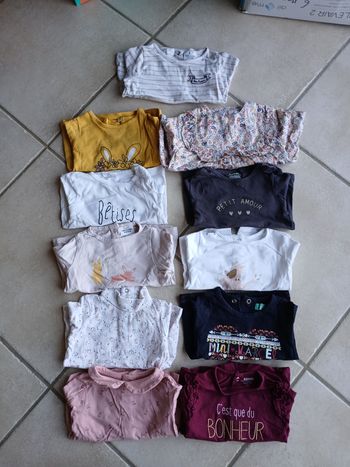 Lot de 11 tee-shirt/ chemisier manches longues 6 mois fille