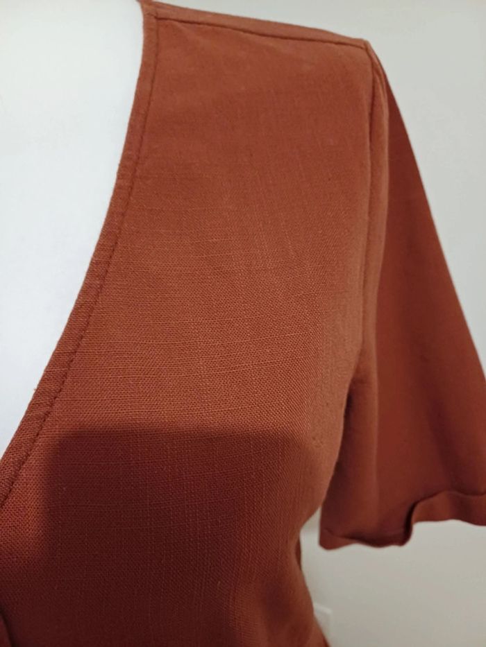 Robe boutonnée couleur rouille Gina Tricot taille S 36 - photo numéro 4