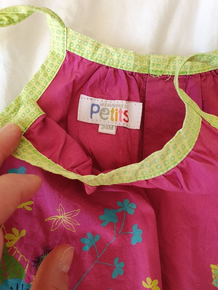 Robe la compagnie des petits rose violet vert taille 24 mois 2 ans - photo numéro 3
