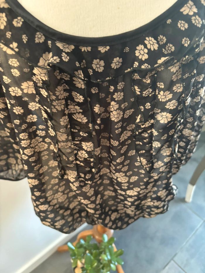 Blouse 1.2.3. translucide noire/taupe T44 - photo numéro 3