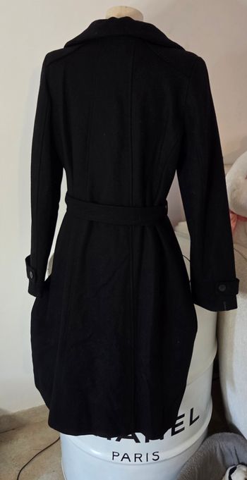 MANTEAU IKKS NOIR CEINTURÉ – LAINE – T36 – ÉLÉGANT & INTEMPOREL