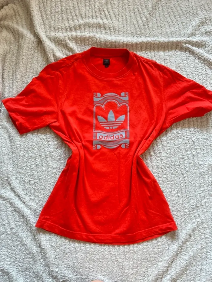 T-shirt rouge Adidas vintage logo rétro - Taille S - photo numéro 4