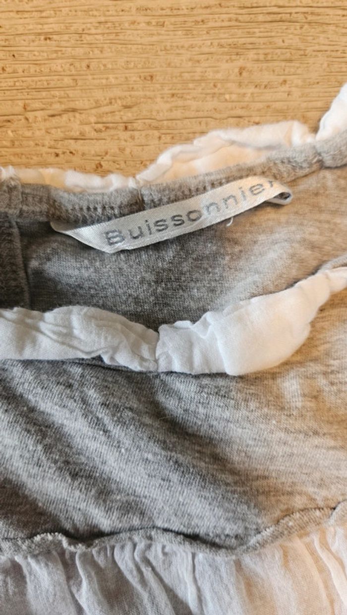 Blouse sans manche grise avec rabat blanc,Buissonnière, 8 ans - photo numéro 3
