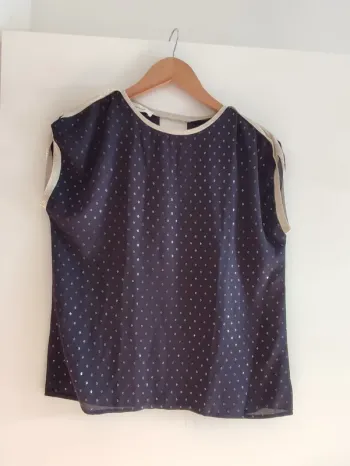 Top bleu marine et doré - Promod