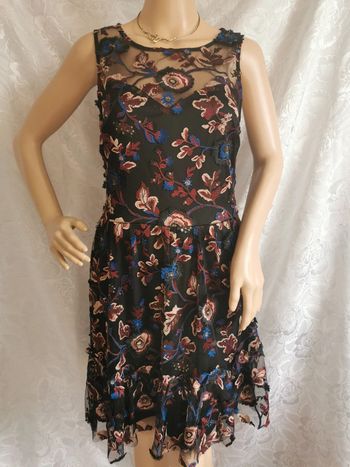 Robe. Bleu. Bordeaux. Dentelle. Taille 38. NafNaf