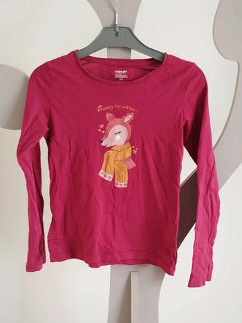 Tee-shirt manches longues bordeaux imprimé Kiabi taille 8 ans