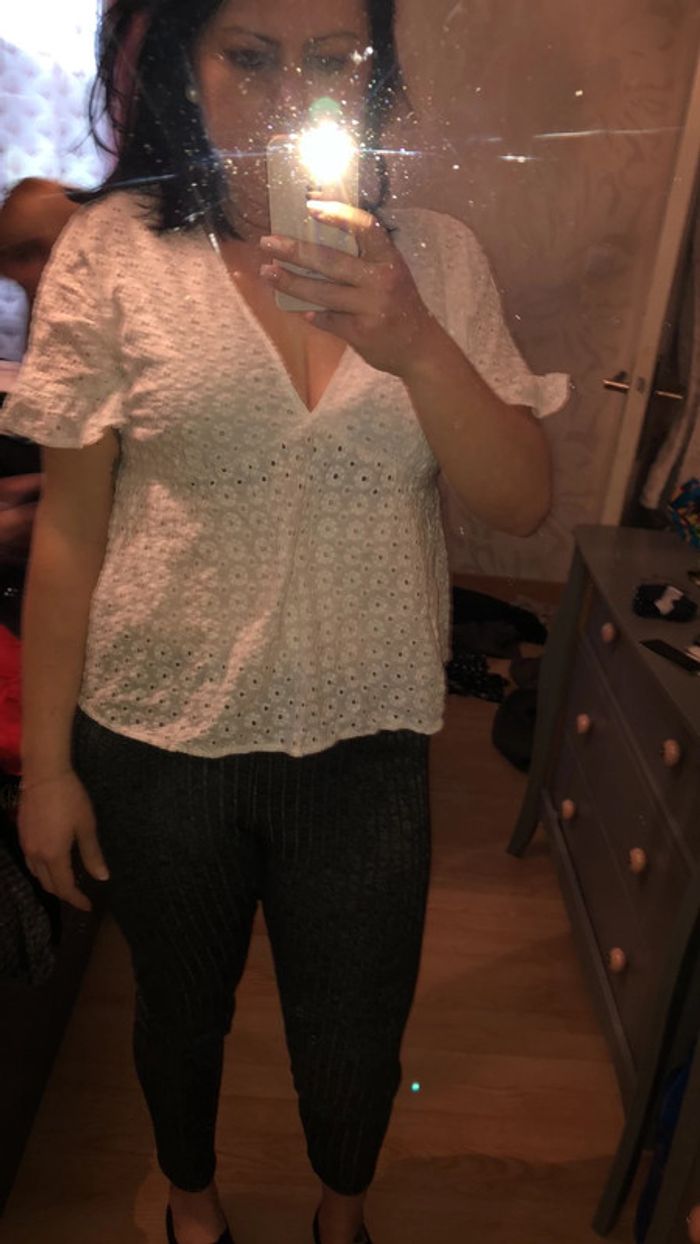 Haut dentelle blanc décolleté