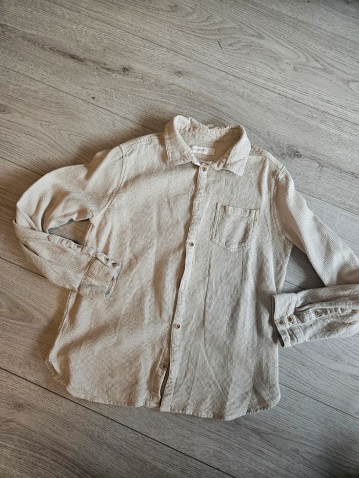 Chemise manches longues effet nid d'abeille beige orchestra 12 ans