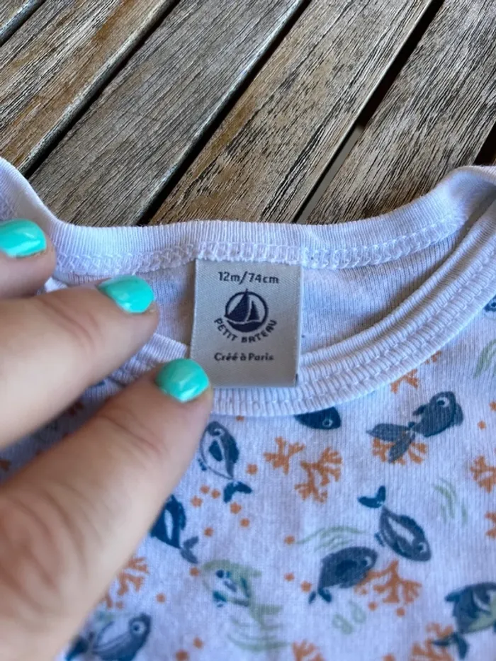 Lot de 3 bodys Petit Bateau - 12 mois - photo numéro 5