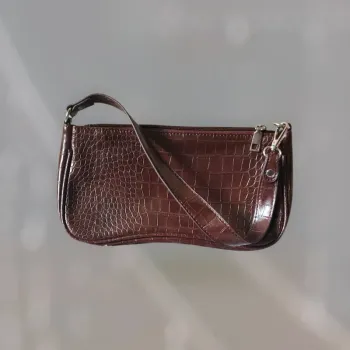 sac pochette simili marron