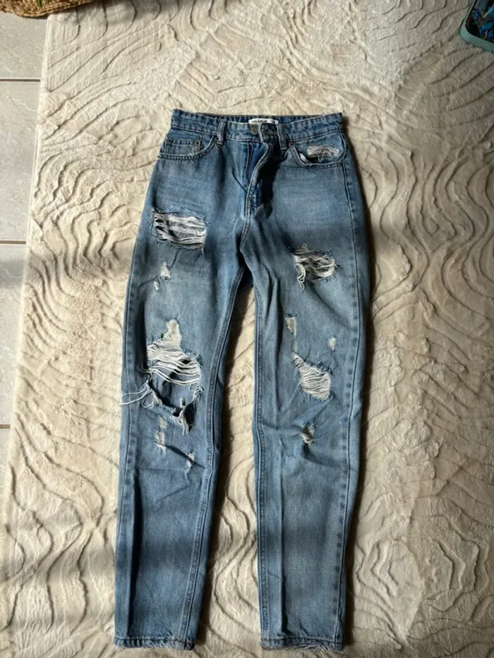 jean mom troués