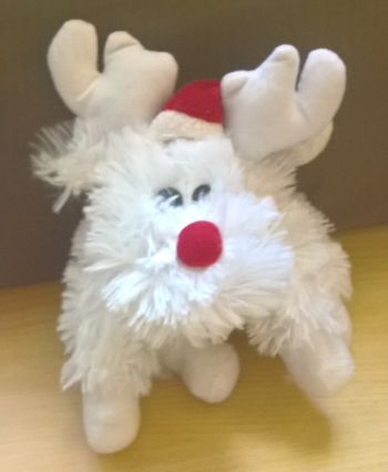 Renne blanc de Noël peluche neuve
