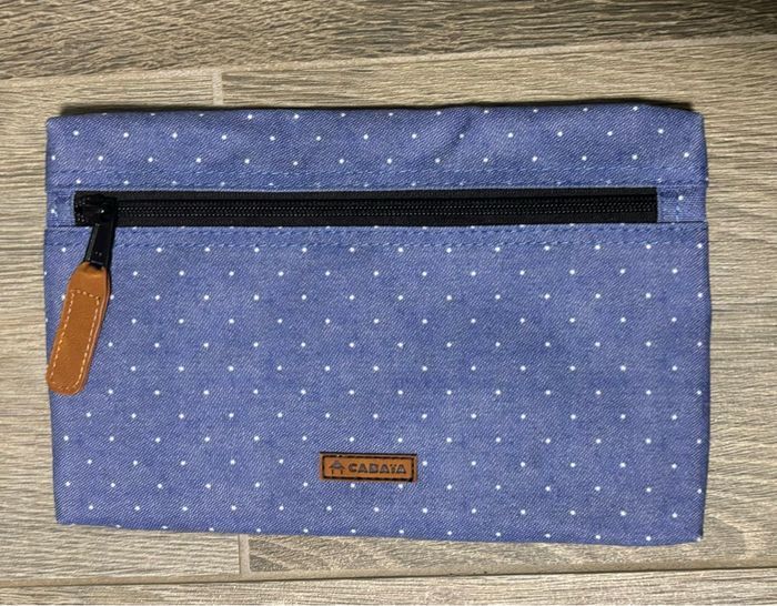 Pochette sac Cabaïa Neukolln Bleu chiné à pois blancs