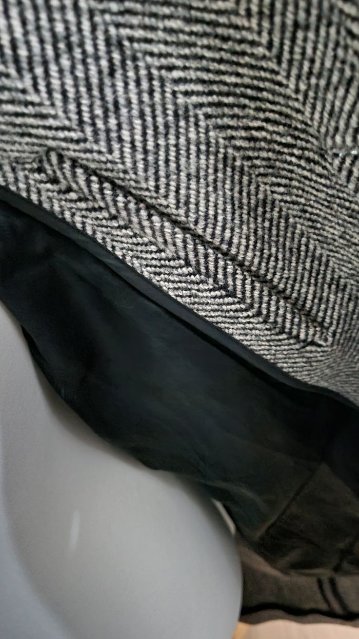 Manteau long à chevrons noir et blanc,  Sandro en laine vierge XL neuf - photo numéro 2