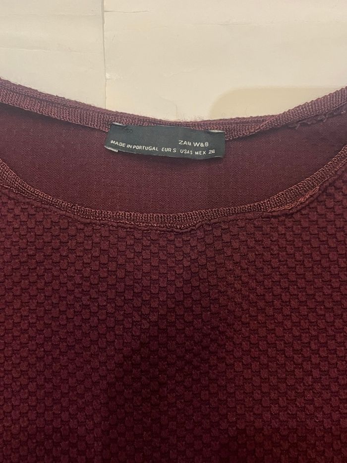 Haut top bordeaux manches larges 3/4 zara vintage taille S/36 - photo numéro 2