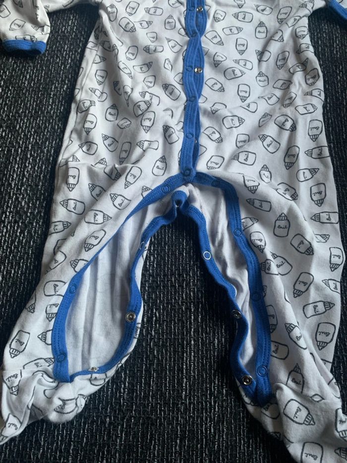 Pyjama Miniman 12mois - Blanc et bleu Lait - photo numéro 3
