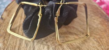 Grosse créoles carrées acier inoxydable or neuve