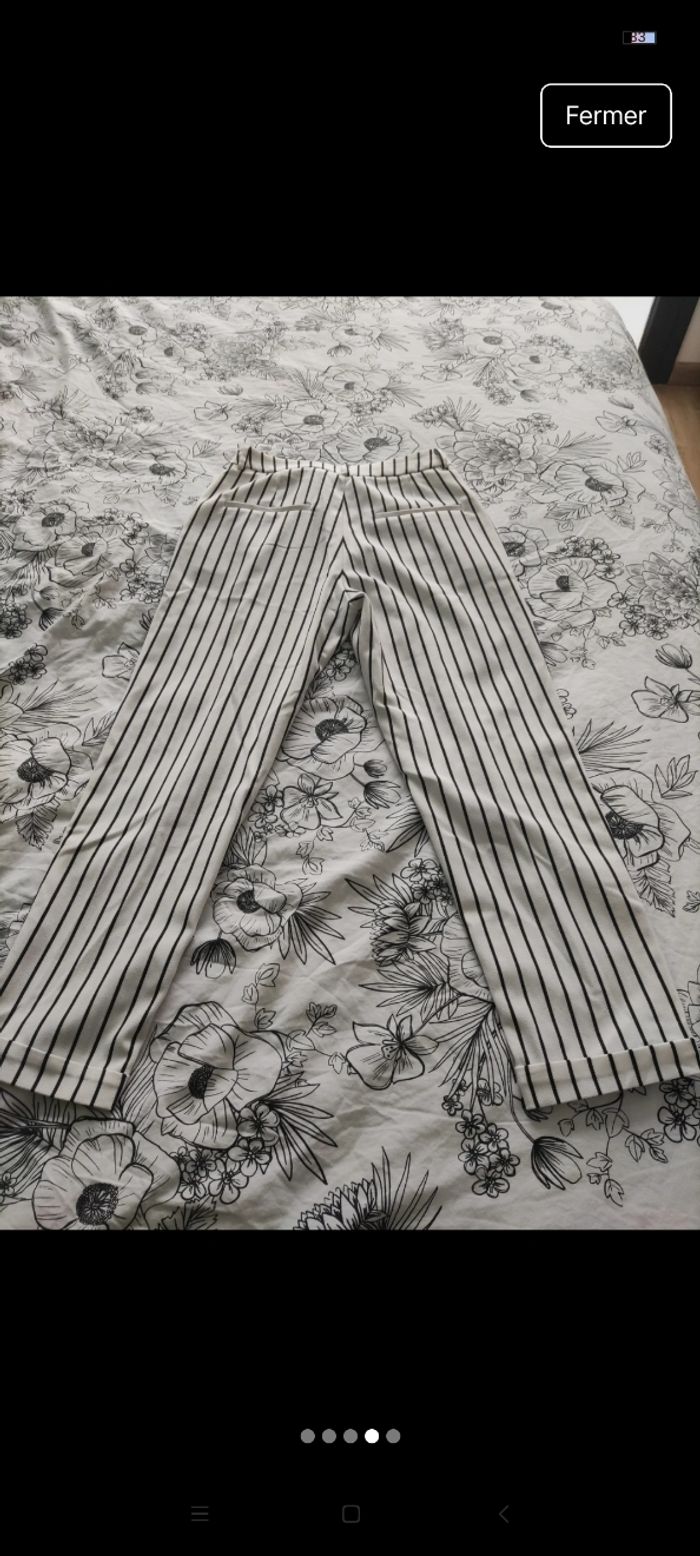 Pantalon rayé camaïeu taille haute 36. - photo numéro 4