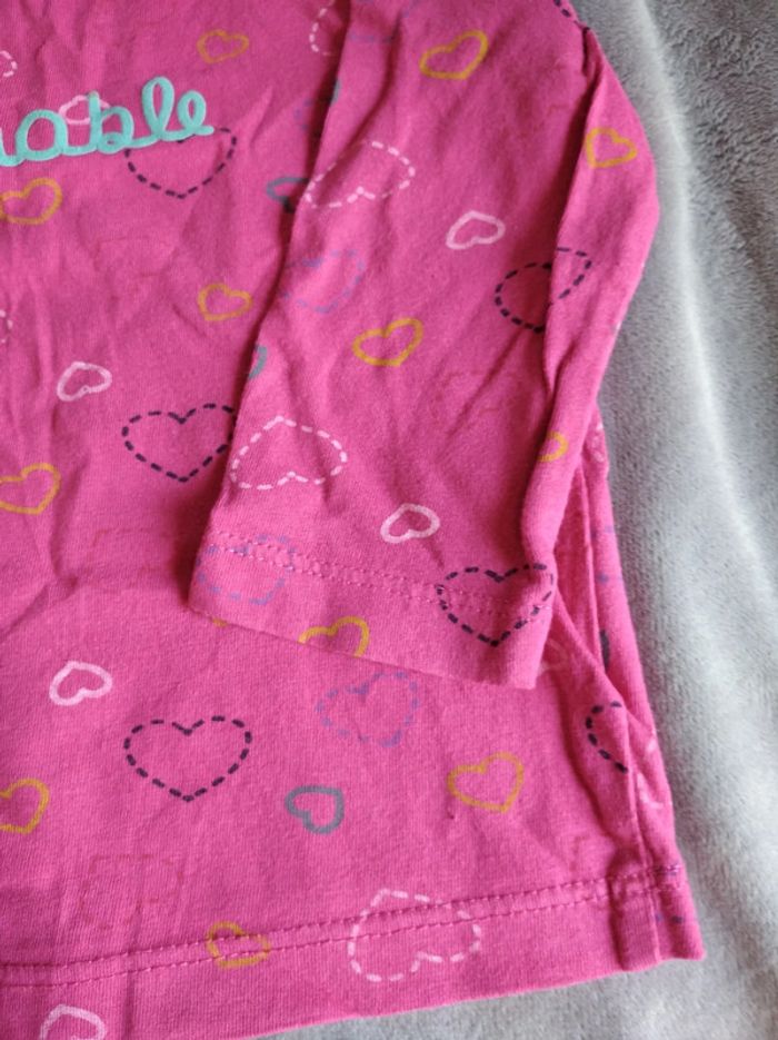 Tee shirt manches longues Fille 12 mois cœur "adorable" Mots d'enfants - photo numéro 5