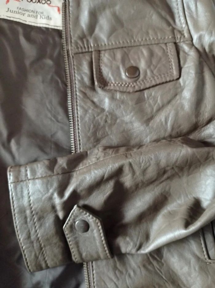 Ooxoo 💖 veste simili cuir girly 8 ans marron kaki - photo numéro 5