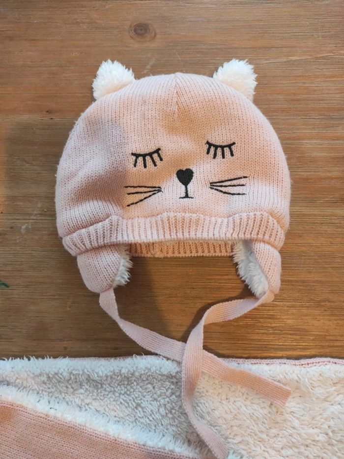 Ensemble bonnet et écharpe fille 12/18 mois - photo numéro 2