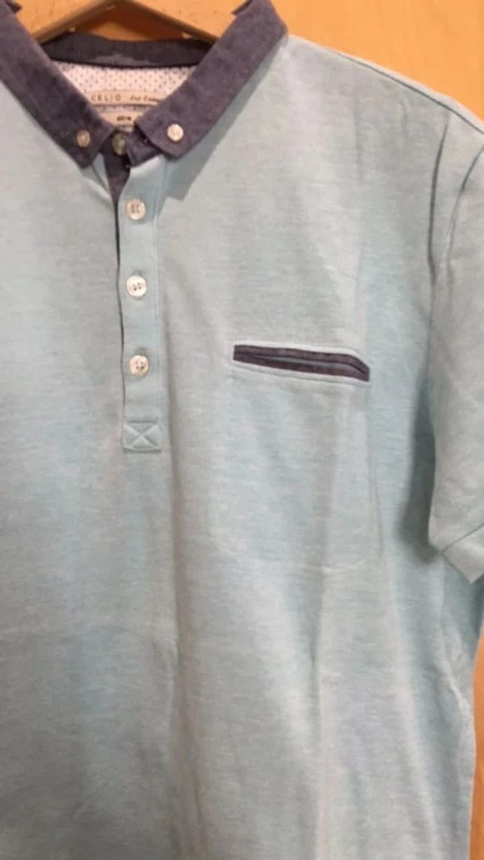 Polo célio turquoise slim fit - photo numéro 2