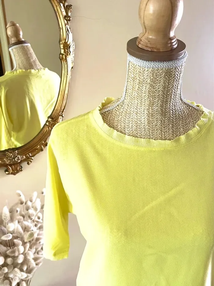 Sublime blouse chemise manche 3/4 à col rond jaune - photo numéro 16