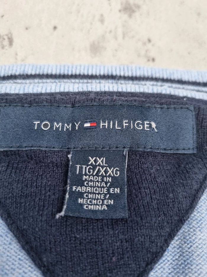 Pull col V Tommy Hilfiger bleu ciel – Taille XXL Homme - photo numéro 6