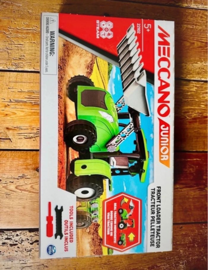 NEUF Meccano Junior Tracteur pelleteuse engin de chantier vert jeu constructions outils 22102