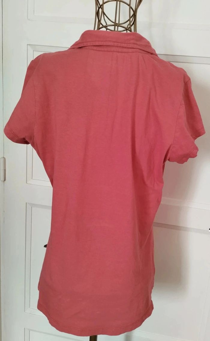 🌸 Polo Rose Saumon à Col V – Taille L – 100% Coton – Très Bon État - photo numéro 3