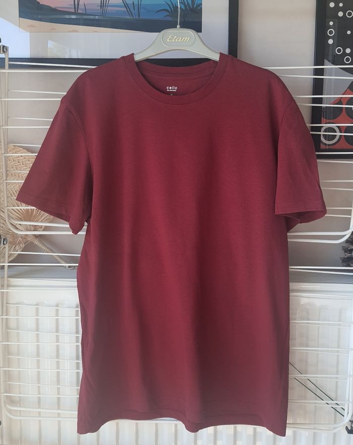 Lot de 3 t-shirts Celio, vert, bordeaux & taupe, taille: M - photo numéro 7