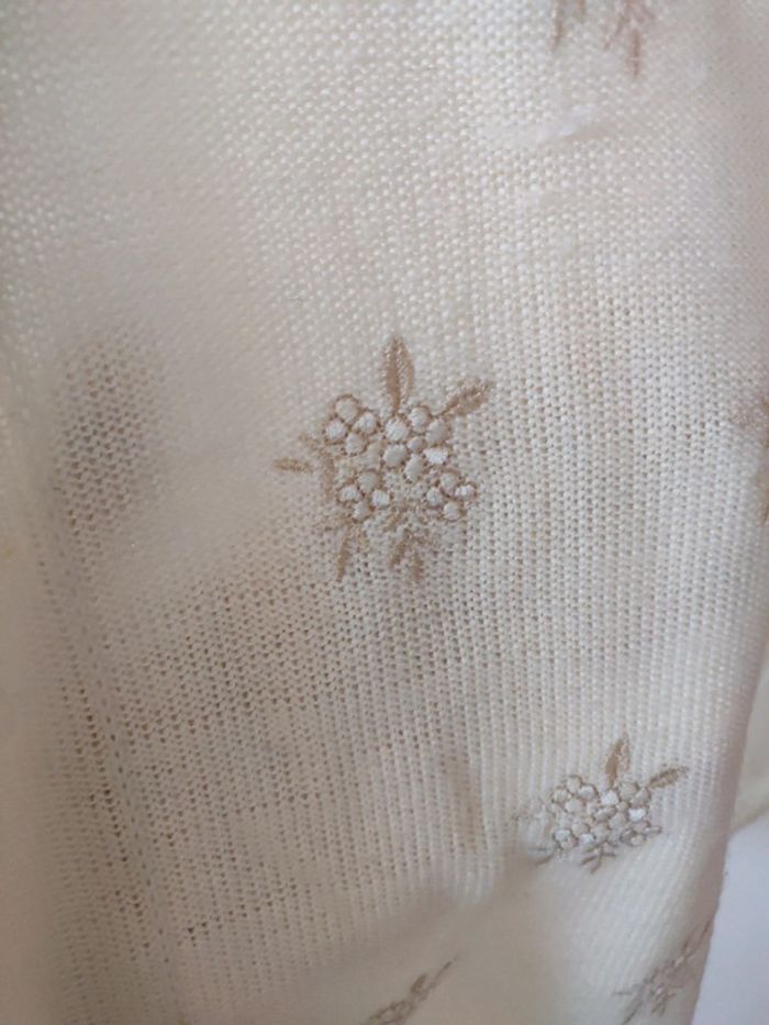 Haut années 70 100 % acrylique crème broderie - photo numéro 2