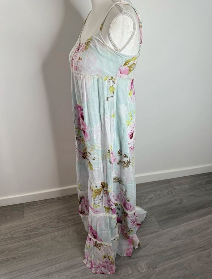 Robe longue à fleurs pastel bleu clair pastel et rose Ellos T36 S - photo numéro 4