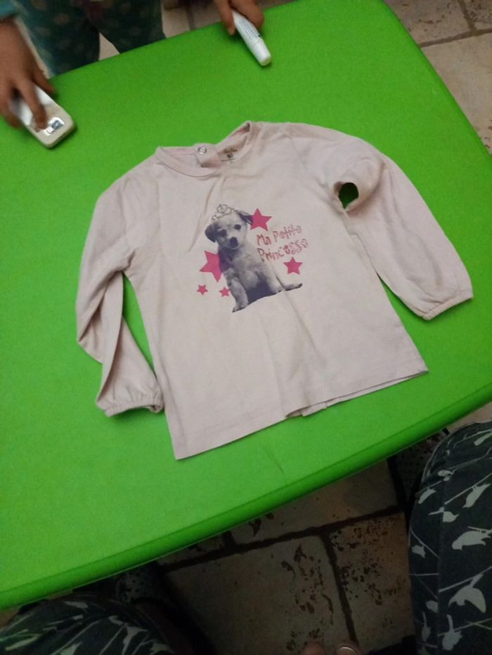 Tee shirt manche longue rose 18 mois