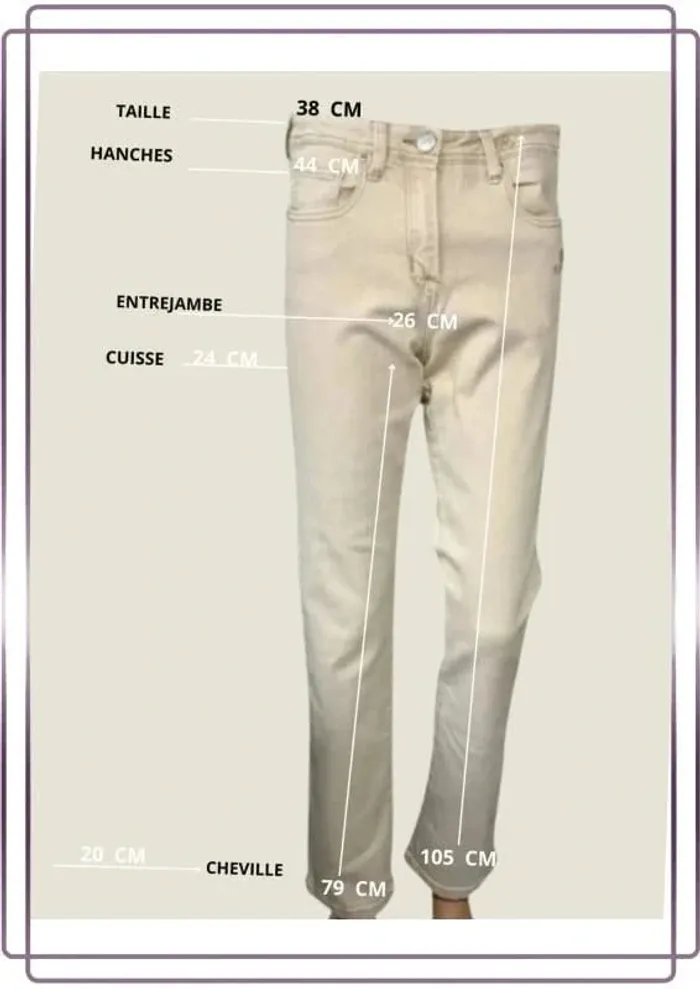 Jean beige créme Burton,coupe straight ,taille haute,stretch,ajusté - photo numéro 14