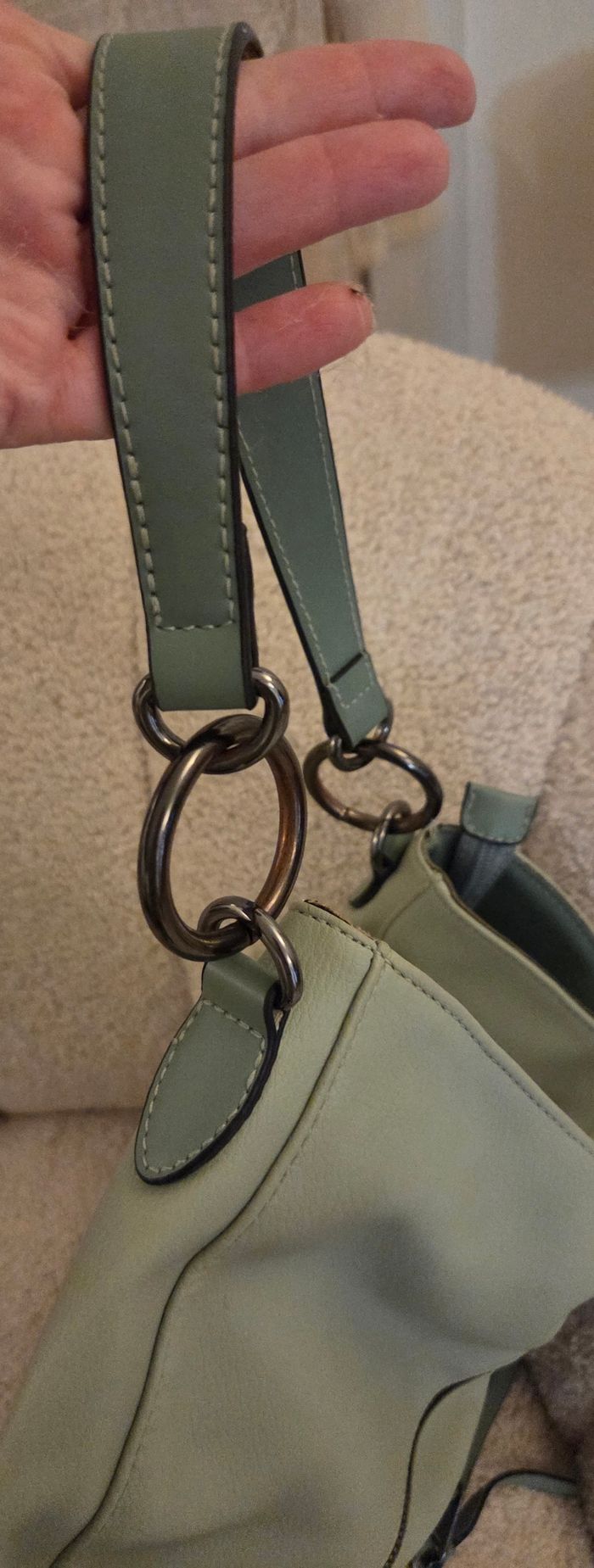 Sac Little Marcel vert sauge – grand format cabas – doublure rayée iconique  – excellent état comme neuf - photo numéro 6