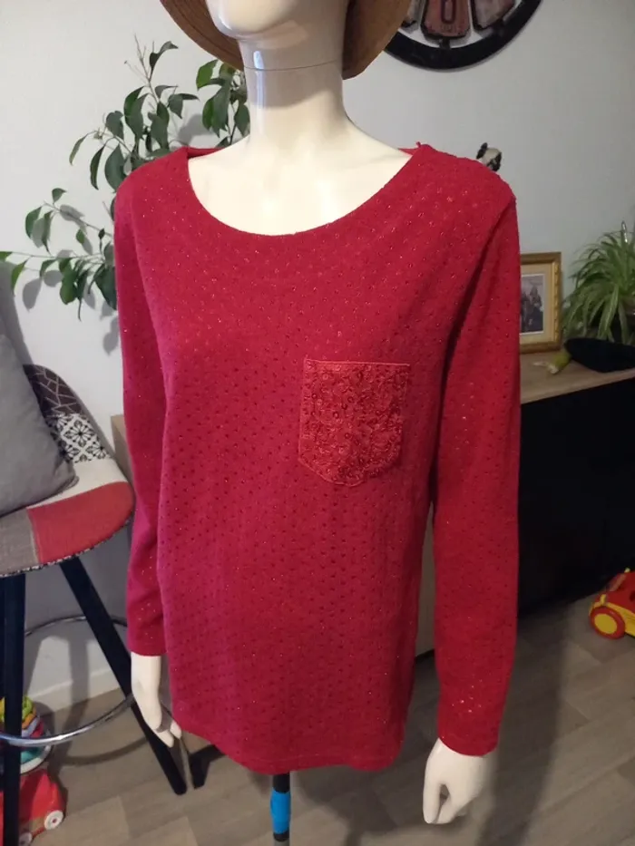 Pull femme bordeau T. 42 - photo numéro 2