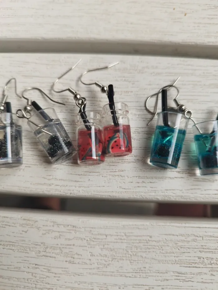 Lot de 5 paires boucles d'oreilles verrines - photo numéro 3