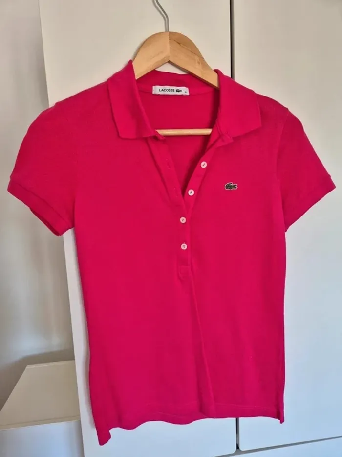 Polo lacoste femme rose taille S 36 nid d'abeille