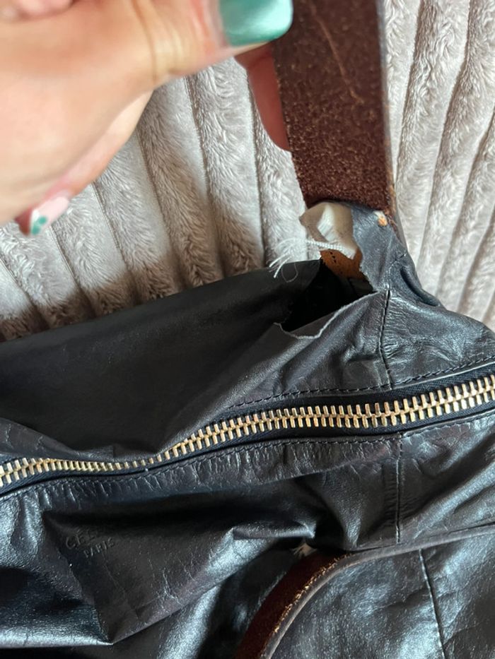 Sac bowling Céline Paris noir en cuir – à restaurer - photo numéro 4