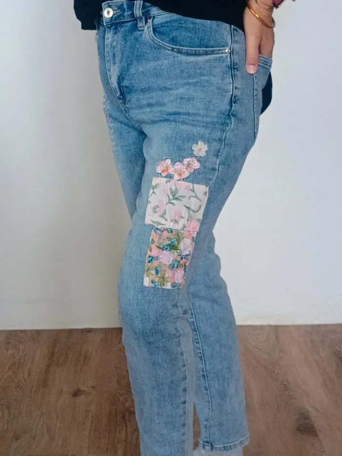 jeans fleuri M - photo numéro 5
