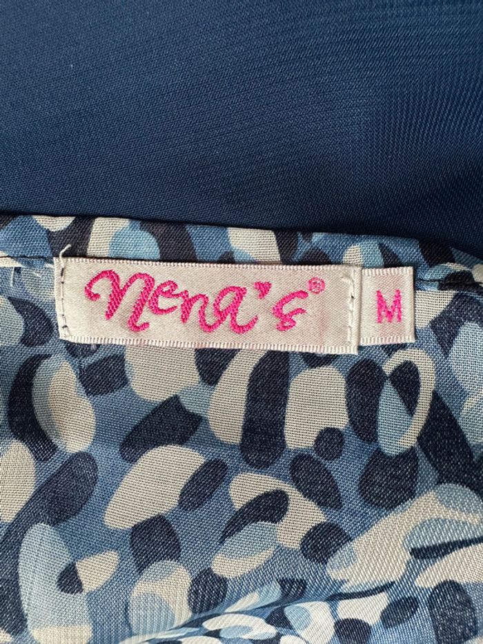 Blouse transparente bariolée ajourée bleue T38 M - photo numéro 7