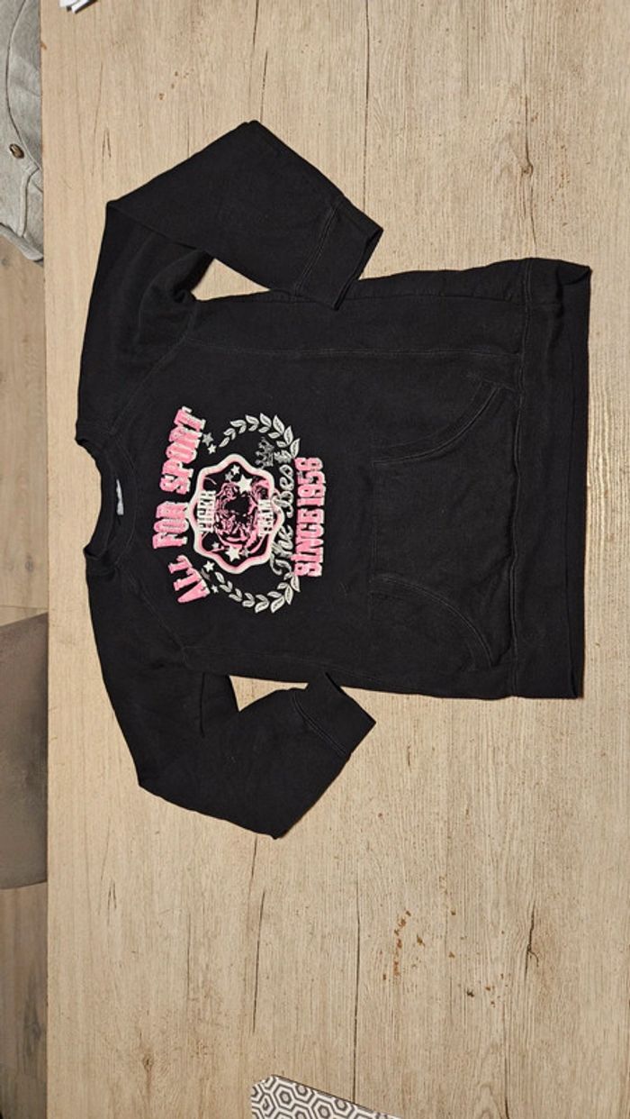 Sweat noir avec incription rose, manches longues, In Extenso sport, 16 ans, nickel - photo numéro 3