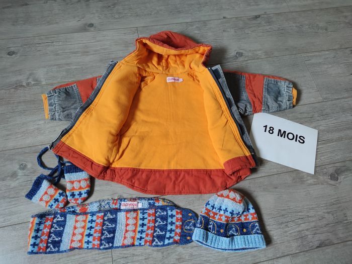 ensemble manteau écharpe bonnet moufles garçon clayeux - photo numéro 2