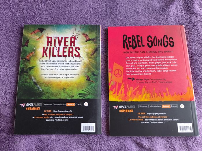 Lot 2 livres série paper planes anglais niveau avancé vintage vinyls rebel songs the river killers - photo numéro 2