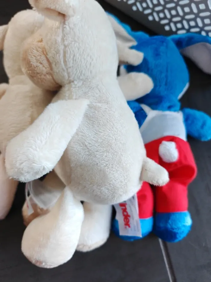 3 peluche kinder mouton lapin - photo numéro 7